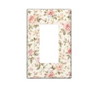 Copertura per interruttore della luce a bilanciere singolo, vintage, romantico, foglie, boccioli, primavera, pesca, plastica, dimensioni standard, piatti decorativi da parete per soggiorno, camera da