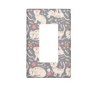 Copertura per interruttore della luce a forma di gatto con motivo gattino carino con motivo a cartoni animati graffiti divertente floreale lisca di pesce grigio beige rosa policarbonato decorazione