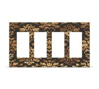 Copertura per interruttore della luce a vite nascosta in policarbonato termoplastico a 4 bande con motivo floreale, stile vintage, colore: oro, nero, marrone chiaro, piastra da parete decorativa alla