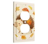 Copertura per interruttore della luce autunnale a forma di riccio, design beige con foglie autunnali per la decorazione della cameretta dei bambini, piastre da parete in materiale termoplastico, presa