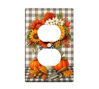 Copertura per interruttore della luce autunnale, motivo floreale, girasoli arancioni e zucche per decorazione autunnale, piastre da parete in materiale termoplastico, presa singola duplex di