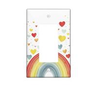 Copertura per interruttore della luce colorata a forma di cuore e arcobaleno, design decorativo rosso e giallo brillante per la camera dei bambini, piastre da parete in materiale termoplastico