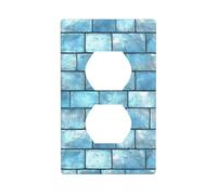 Copertura per interruttore della luce con motivo a mattoni, blu pallido e argento, 1 banda, per cucina, camera da letto, bagno, dimensioni 7 x 11,4 cm