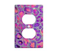 Copertura per interruttore della luce con stampa leopardata, motivo animali viola e pesca, per decorazione domestica, piastre da parete in materiale termoplastico, stile moderno, presa singola duplex