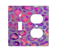 Copertura per interruttore della luce con stampa leopardata, motivo animali viola e pesca, per decorazioni domestiche, piastre da parete in materiale termoplastico, stile moderno, duplex a levetta di