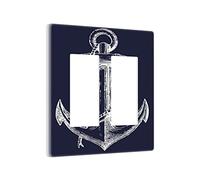 Copertura per interruttore della luce decorativa con ancora nautica blu navy a 2 bande Rocker/Decora per presa decorativa, piastra da parete, piastra elettrica per bagno, casa, soggiorno, decorazione