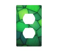 Copertura per interruttore della luce decorativa in legno verde con forme geometriche astratte per cucina, camera da letto, bagno, dimensioni 7 x 11,4 cm