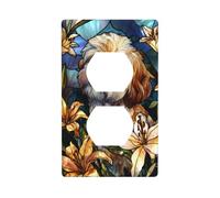 Copertura per interruttore della luce decorativa in vetro colorato con gigli, 1 banda, per cucina, camera da letto, bagno, dimensioni 7 x 11,4 cm