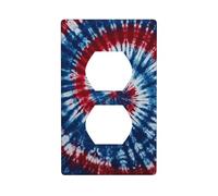 Copertura per interruttore della luce decorativa rossa bianca e blu con texture tie-dye per cucina, camera da letto, bagno, dimensioni 7 x 11,4 cm