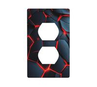 Copertura per interruttore della luce decorativa rossa con crepe incandescenti, forme geometriche, colore nero, 1 banda, per cucina, camera da letto, bagno, dimensioni 7 x 11,4 cm
