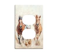 Copertura per interruttore della luce del cavallo, copertura per interruttore, cavalli al galoppo marroni e bianchi per decorazione domestica, piastre da parete in materiale termoplastico, presa