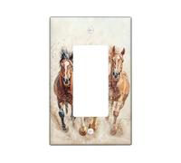 Copertura per interruttore della luce del cavallo, copertura per interruttore, cavalli al galoppo marroni e bianchi per decorazione domestica, piastre da parete in materiale termoplastico, dimensioni
