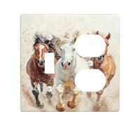Copertura per interruttore della luce del cavallo, copertura per interruttori, cavalli al galoppo marroni e bianchi per la decorazione domestica, piastre da parete in materiale termoplastico