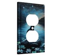Copertura per interruttore della luce del gatto del cielo notturno, felino nero sull'acqua, blu stellato per decorazione domestica, piastre da parete in termoplastica, presa singola duplex di