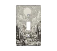 Copertura per interruttore della luce del paesaggio del deserto, illustrazione vintage in bianco e nero per decorazioni domestiche, piastre da parete in materiale termoplastico, dimensioni standard