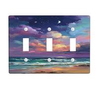 Copertura per interruttore della luce del tramonto dell'oceano, copertura per uscita, arte costiera colorata per decorazioni domestiche, piastre da parete in materiale termoplastico, dimensioni