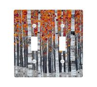 Copertura per interruttore della luce dell'albero di betulla autunnale, copertura per interruttore/uscita, arte della foresta autunnale arancione per la decorazione domestica, piastre da parete in