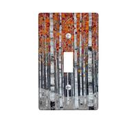 Copertura per interruttore della luce dell'albero di betulla autunnale, copertura per interruttore/uscita, arte della foresta autunnale arancione per la decorazione domestica, piastre da parete in