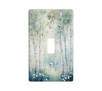 Copertura per interruttore della luce dell'albero di betulla, design morbido della foresta per la decorazione domestica, piastre da parete in materiale termoplastico, dimensioni standard a levetta
