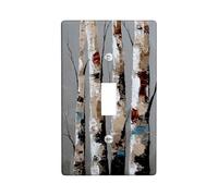 Copertura per interruttore della luce dell'albero di betulla, elegante design della foresta grigia per la decorazione domestica, piastre da parete in materiale termoplastico, dimensioni standard a