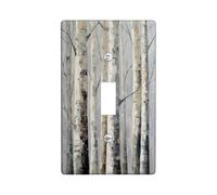 Copertura per interruttore della luce dell'albero di betulla, scena grigia della natura per la decorazione domestica, piastre da parete in materiale termoplastico, dimensioni standard singola a