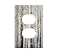 Copertura per interruttore della luce dell'albero di betulla, scena grigia della natura per la decorazione domestica, piastre da parete in materiale termoplastico, presa singola duplex di dimensioni
