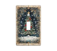 Copertura per interruttore della luce dell'albero di Natale, verde con uccelli rossi per l'inverno, decorazione artistica da parete per casa bagno, dimensioni standard, singolo interruttore