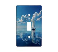 Copertura per interruttore della luce di yacht a vela, design blu oceano sereno per decorazioni costiere, piastre da parete in materiale termoplastico, dimensioni standard singolo a levetta