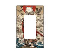 Copertura per interruttore della luce guerriero volpe giapponese, copertura per interruttore/uscita, stile samurai bianco e rosso, per decorazione domestica, piastre da parete in materiale