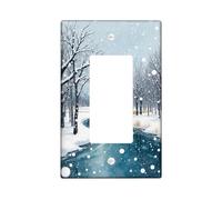 Copertura per interruttore della luce invernale con paesaggio innevato, copertura per interruttore/uscita, fiume blu freddo e alberi bianchi per decorazione da parete, piastre da parete in materiale