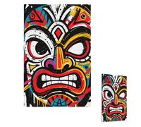 Copertura per interruttore della luce, maschera Tiki dipinta, piastra da parete, 1 gang, copertura decorativa per presa elettrica, piastra frontale per bagno, cucina, piastre da parete, 12,7 x 7,6 cm