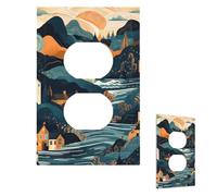 Copertura per interruttore della luce Montagne e Case Piastra da parete 1 gang Copertura decorativa Presa elettrica Frontale per Bagno Cucina Decorazione Piastre da parete 12,7 x 7,6 cm