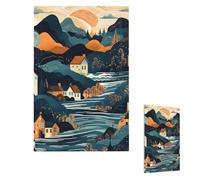 Copertura per interruttore della luce Montagne e Case Piastra da parete 1 gang Copertura decorativa Presa elettrica Frontale per Bagno Cucina Decorazione Piastre da parete 12,7 x 7,6 cm