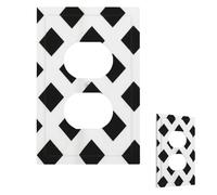 Copertura per interruttore della luce, piastra da parete a rombo nera, 1 gang, copertura decorativa per presa elettrica, piastra frontale per bagno, cucina, piastre da parete, 12,7 x 7,6 cm