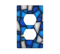 Copertura per interruttore della luce, rettangolare, blu, bianca e grigia, con motivo geometrico, per cucina, camera da letto, bagno, dimensioni: 7 x 11,4 cm