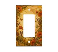 Copertura per interruttore della luce singolo, motivo papavero, primavera, floreale, farfalla, lavanda, primavera, arancione, plastica, dimensioni standard, piatti decorativi da parete per camera da
