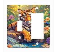 Copertura per interruttore della luce Tropical Tiger, design vivace della giungla per la cameretta dei bambini, piastre da parete in materiale termoplastico, dimensioni standard