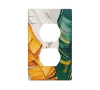 Copertura per interruttore della luce verde chiaro giallo con foglie grandi astratte copertura decorativa 1 banda piastra da parete per cucina stanza bagno dimensioni 7x11,4 cm