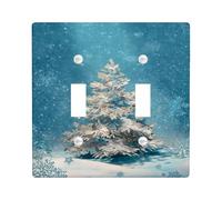 Copertura per interruttore della luce Winter Wonderland, design con albero di Natale blu freddo per decorazioni natalizie, piastre da parete in materiale termoplastico, dimensioni standard, doppia