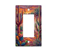 Copertura per interruttore singolo a bilanciere con cactus, in plastica arancione del sud-ovest del deserto, tramonto, estate, arancione, piastra decorativa per nuovo appartamento, casa, camera da