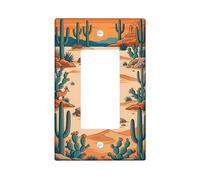 Copertura per interruttore singolo a bilanciere con cactus, roccia naturale rustica del deserto verde estate plastica di dimensioni standard piastra decorativa per camera da letto bagno cucina
