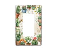 Copertura per interruttore singolo a bilanciere con cactus, vaso da fiori botanico naturale, in plastica verde primavera, dimensioni standard, piatti decorativi da parete per nuovo appartamento, casa