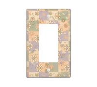 Copertura per interruttore singolo a bilanciere con fiore, stile bohémien, vintage, sole, cuore, primavera, verde pastello, plastica, dimensioni standard, piastra decorativa per soggiorno, camera da