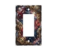 Copertura per interruttore singolo a bilanciere con ingranaggi, orologio steampunk futuristico cosmo N/a in plastica dorata, piatti decorativi da parete per casa, soggiorno, camera da letto, bagno
