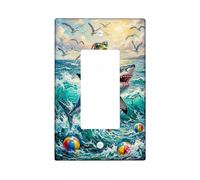 Copertura per interruttore singolo a bilanciere con squalo, palla da spiaggia anfibia estiva in plastica blu, piastra decorativa per casa, soggiorno, camera da letto, bagno