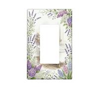 Copertura per interruttore singolo a bilanciere per bagno, lavanda, fiori lilla rustici, in plastica, dimensioni standard, accenti da parete, per soggiorno, camera da letto, casa, ufficio