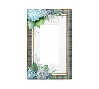 Copertura per interruttore singolo a bilanciere per bagno, motivo floreale con foglie rustiche scozzesi, in plastica blu, dimensioni standard, per soggiorno, camera da letto, casa, ufficio