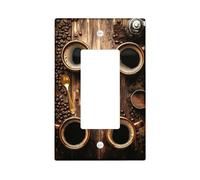 Copertura per interruttore singolo a bilanciere per cucina, rustica vintage, cucchiaio di fagioli autunnale, in plastica marrone, dimensioni standard, accenti da parete, per casa, soggiorno, camera da