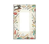 Copertura per interruttore singolo a bilanciere per macchina da cucire, bottoni vintage con forbici N/a in plastica neutra di dimensioni standard, accenti da parete, piastre per interruttore da parete