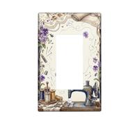 Copertura per interruttore singolo a bilanciere per macchina da cucire, vintage, artistico, fiori N/a in plastica viola, piastra interruttore di dimensioni standard, decorazione per soggiorno, camera